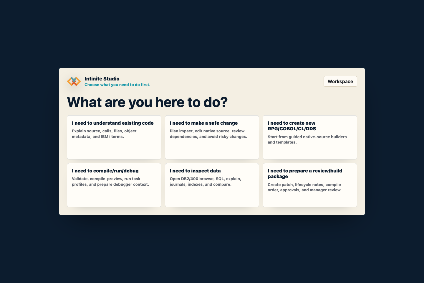 Guided home — choose what to do first
